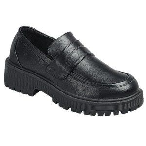 New Women Wide Foot Black Slip On Platform Penny Loafers